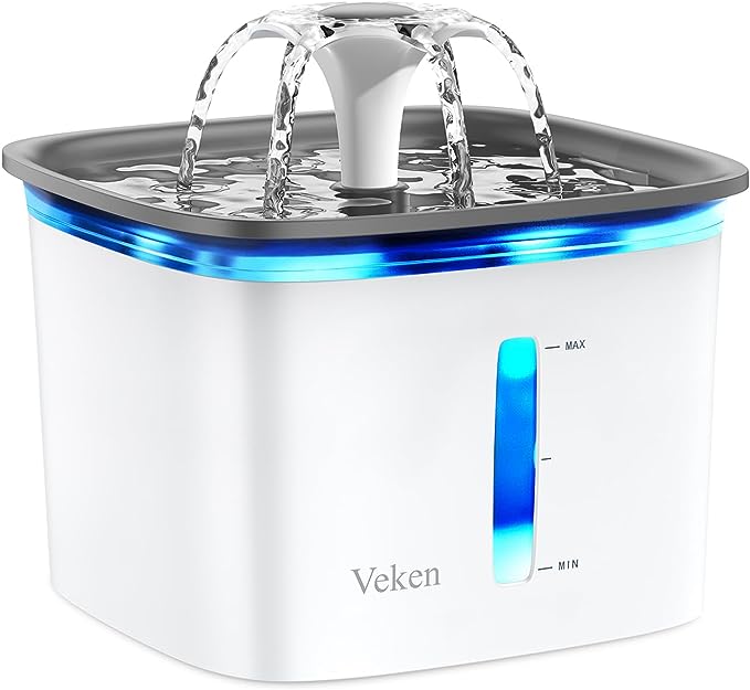 Veken 95oz/2.8L Pet Fountain, Automatic Cat Water Fountain Dog Water Dispenser with Smart Pump for Cats, Dogs, Multiple Pets