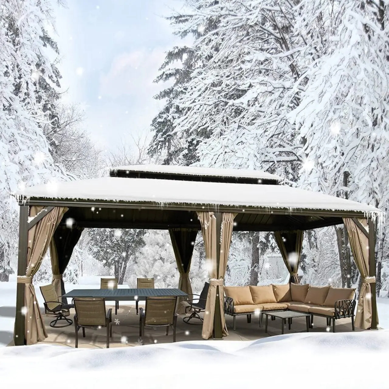 Calaro 19.5 ft. wide x 11 ft. deep galvanized steel patio gazebo