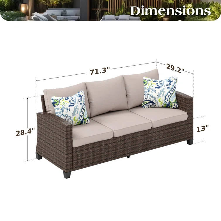 Argyri Stylish Wicker Outdoor Patio Sofa & All-Weather Rattan