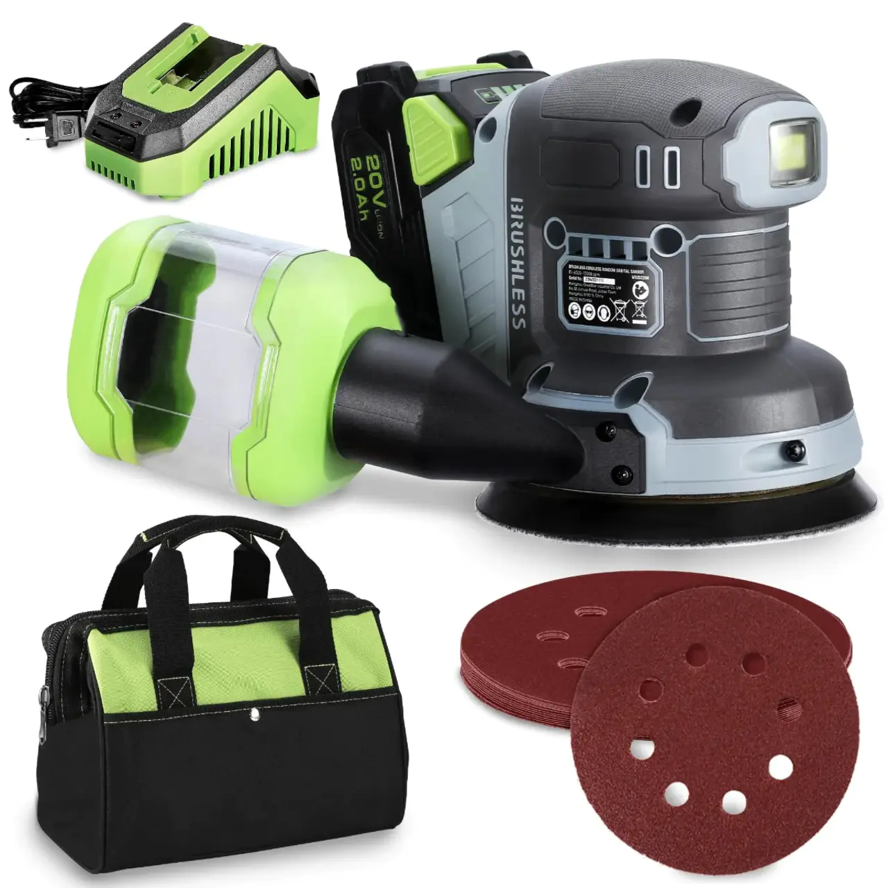 Brushless and Cordless 20V 5in Electric Orbit Sander