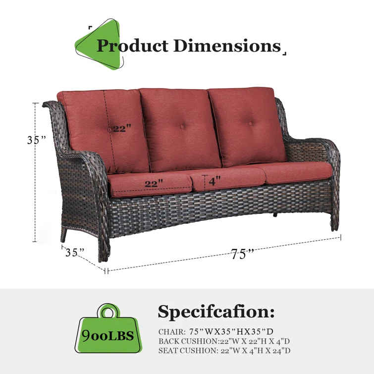 Carolina 75'' Polyethylene (PE) Wicker Outdoor Patio Sofa