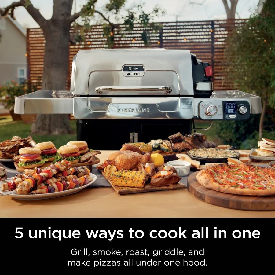 Ninja™ FlexFlame™ Propane Grill & Outdoor Cooking Essentials (Stainless Steel)