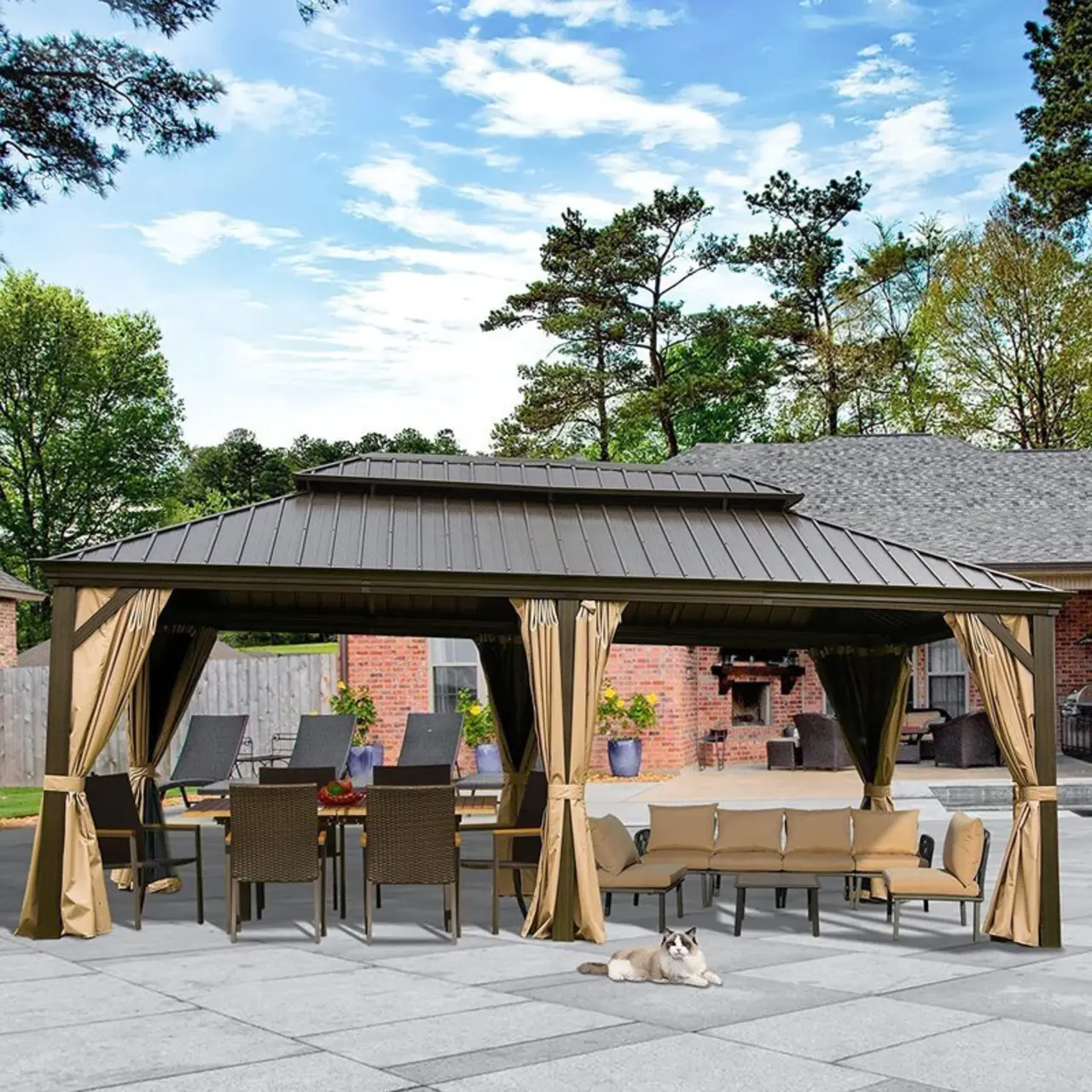 Calaro 19.5 ft. wide x 11 ft. deep galvanized steel patio gazebo