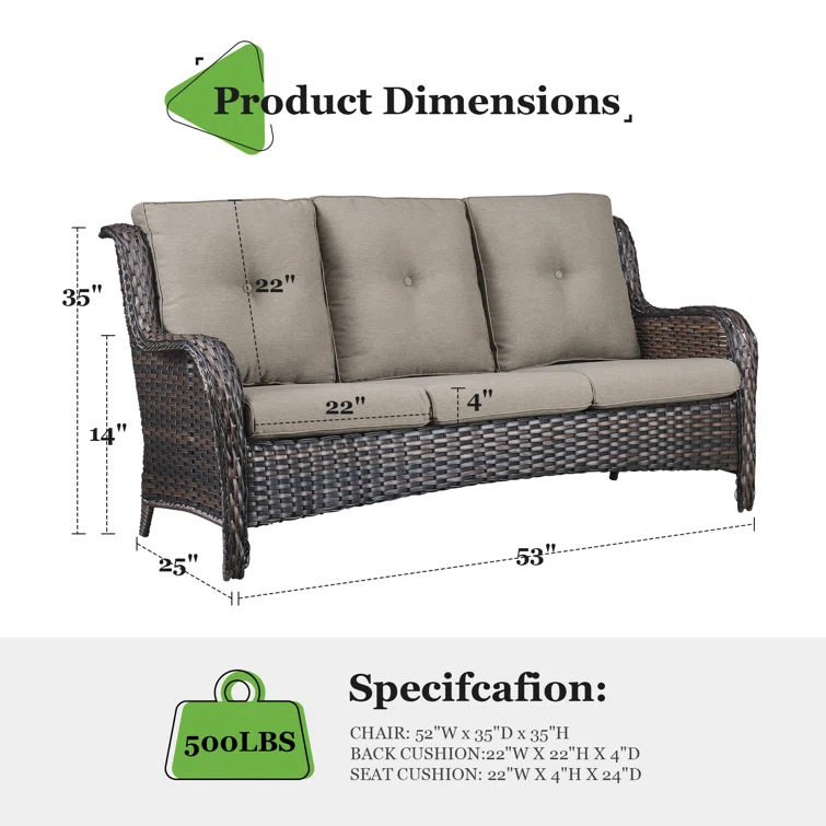 Carolina 75'' Polyethylene (PE) Wicker Outdoor Patio Sofa
