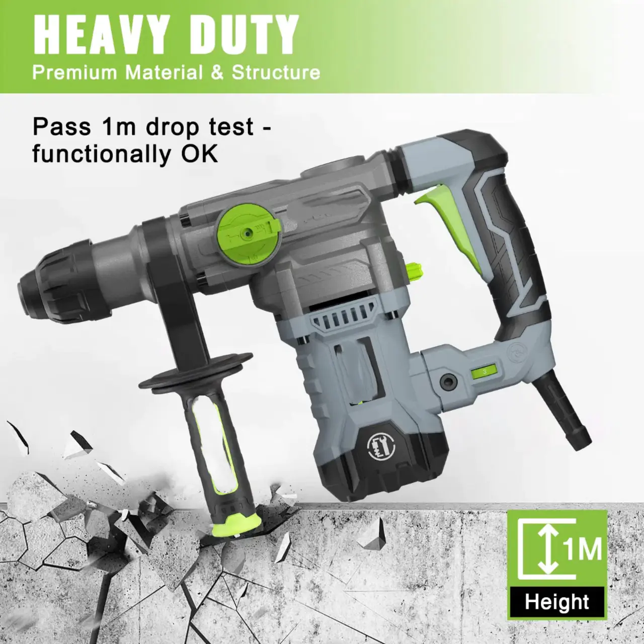 12.5AMP 1-1/4 Inch Premium SDS-Plus Rotary Hammer Drill, Heavy Duty Corded Version