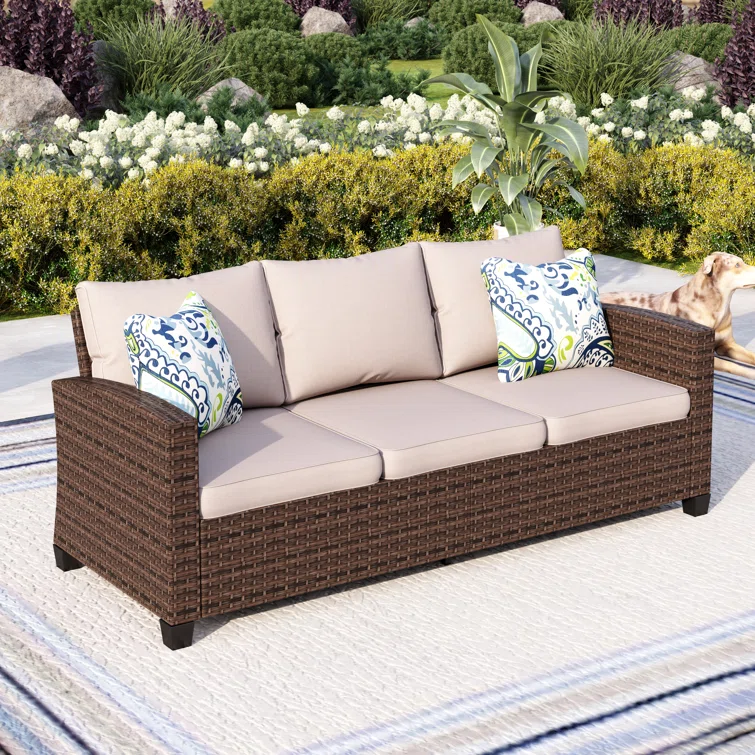 Argyri Stylish Wicker Outdoor Patio Sofa & All-Weather Rattan